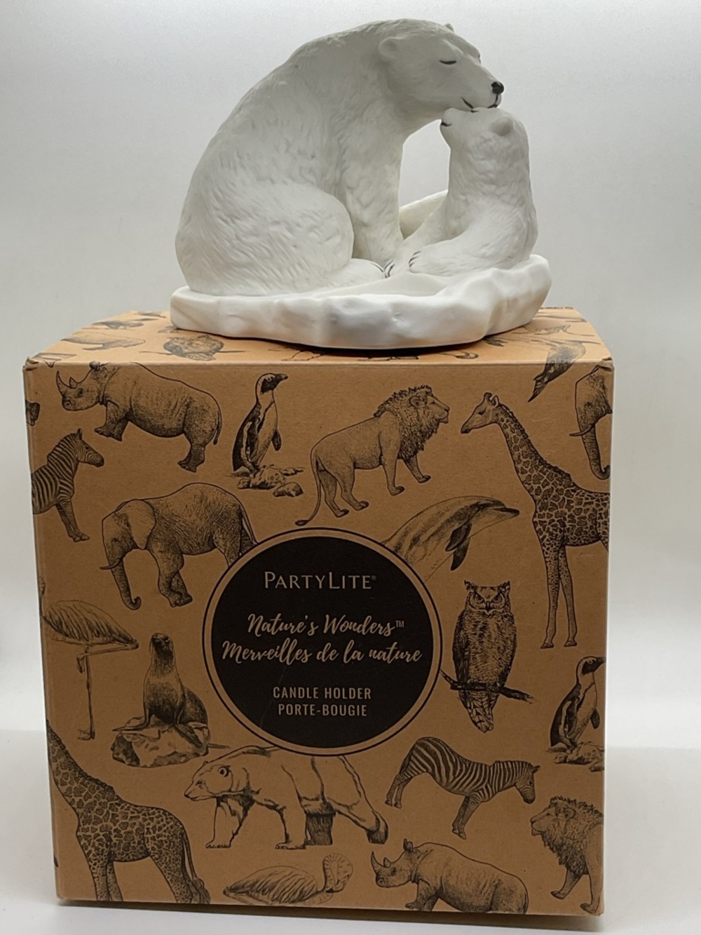 PartyLite Rare White Polar Bear Pair Candle Holder